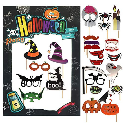 Halloween Photo Booth Props Kit YZNlife 26 pcs Halloween Party Photo Props for Halloween Party Photography Decoration