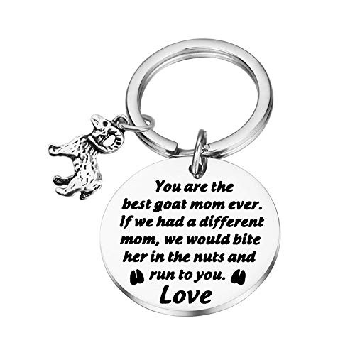 Lywjyb Birdgot Goat Gift Goat Farmer Gifts Goat Lover Gifts Goat Sheep Keychain for Goat Farmer Best Friend BFF Gift You are The Best Goat Dad Mom Ever Keychain  Best Goat mom ky