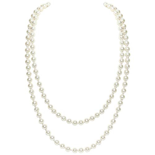BABEYOND Art Deco Fashion Faux Pearls Necklace 1920s Flapper Beads Cluster Long Pearl Necklace for Gatsby Costume Party