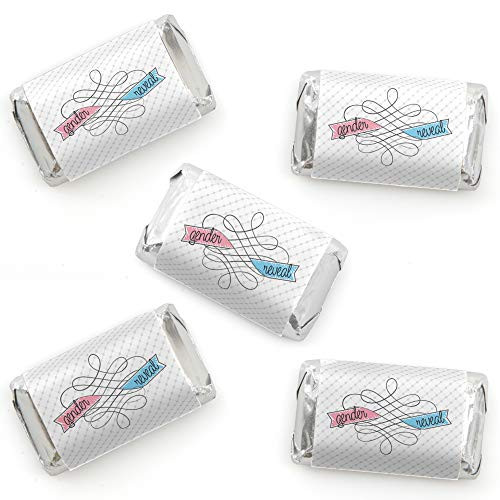 Gender Reveal - Mini Candy Bar Wrapper Stickers - Baby Shower or Gender Reveal Party Small Favors - 40 Count