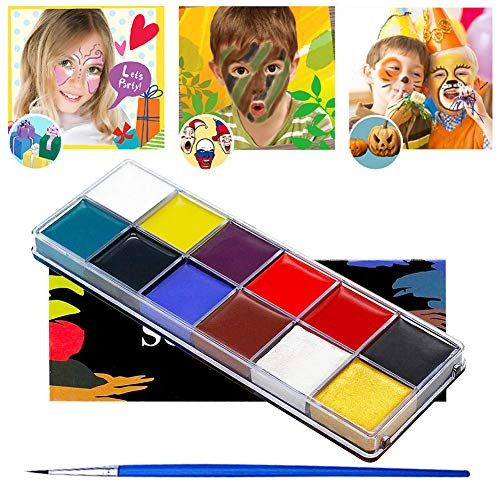 Face Paint Kids Face Painting Halloween Makeup Kit Waterproof Face Paint Face Paint Set for Kids 12 Colors Water Based Paints Professional Face Paint Palette Safe for Sensitive Skin Face Paint Kids Face Painting Halloween Makeup Kit Waterproof Face Paint Face Paint Set for Kids 12 Colors Water Based Paints Professional Face Paint Palette Safe for Sensitive Skin