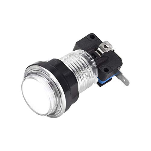 uxcell Game Push Button 335mm Round 12V LED Illuminated Push Button Switch with Micro Switch for Arcade Video Games White 1pcs