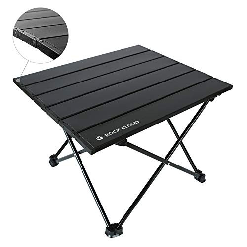 Rock Cloud Portable Camping Table Ultralight Aluminum Camp Table Folding Beach Table for Camping Hiking Backpacking Outdoor Picnic Black