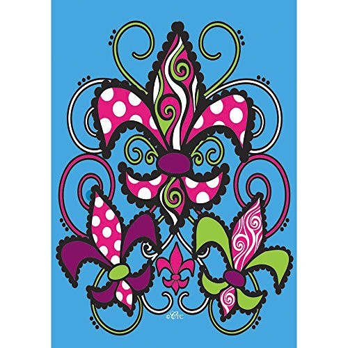 Fleur de Lis Bows and Ribbons 18 x 13 Rectangular Double Applique Small Garden Flag