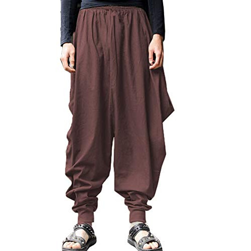 ONTTNO Men s Floral Stretchy Waist Casual Ankle Length Pants  Brown