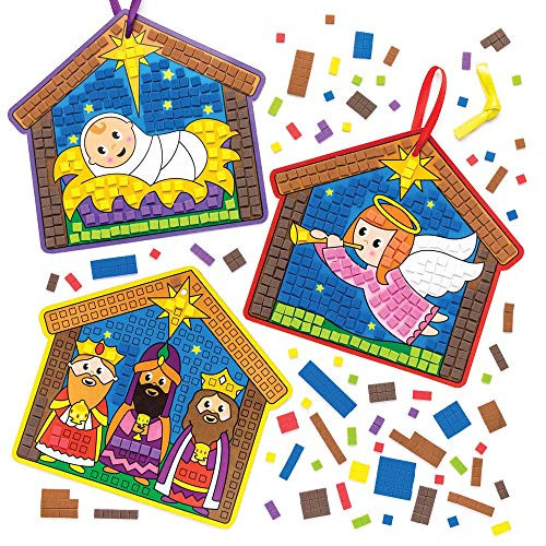 Baker Ross Nativity Mosaic Decoration Kits (Pack of 4) for Kids Christmas Crafts and Decorations Baker Ross Nativity Mosaic Decoration Kits (Pack of 4) for Kids Christmas Crafts and Decorations