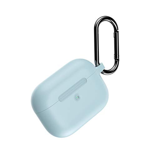 Eastcoo Compatible for Airpods Pro Case with KeychainFull Protective Skin Ultra Thin  Front LED Visible   Shock   Scratch Resistant  Silicone Charging Cover for Apple Airpods pro 2019   Light Blue