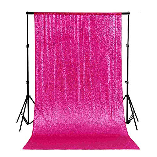 Sequin Curtains Backdrop 2FTx8FT Sequin Photo Backdrop Shimmer Curtains Panel for Backdrop Photo Booth Baby Shower Background  2FTx8FT Fuchsia