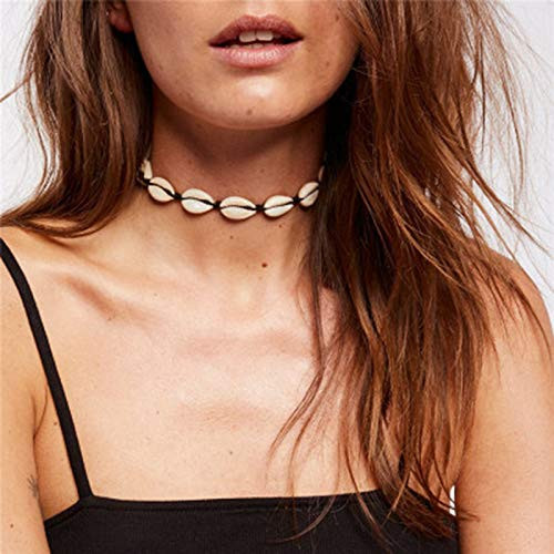 Fdesigner Boho Cowrie Shell Choker Necklace Woven Conch Necklaces Handmade Knitted Seashell Pendant Chain Decorative Beach Jewelry for Women and Girls  Style?