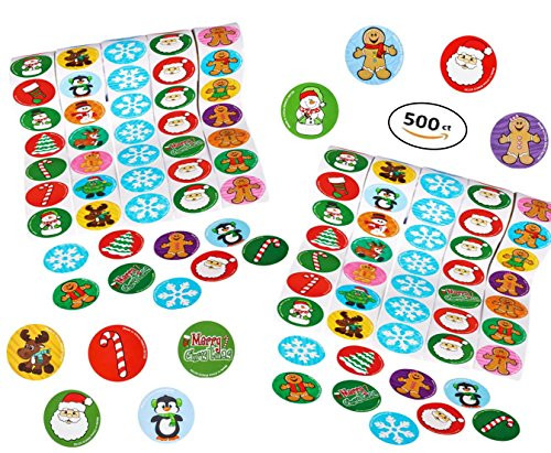 Play Kreative Christmas Holiday Sticker Roll Assortment for Scrapbooking, Party Decorations, Holiday Christmas Cards, Stocking Stuffers  500 Stickers Assortment