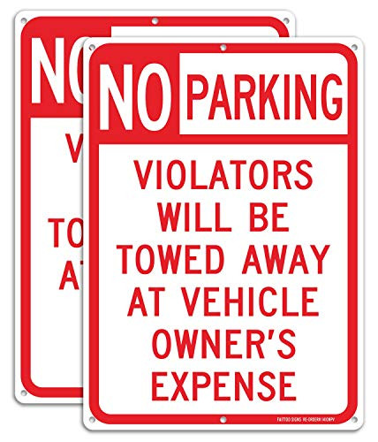 No Parking Sign 2 Pack Violators Will Be Towed Away at Vehicle Owners Expense 14 X 10 Reflective 40 Rust Free Aluminum UV Protected Weather Resistant Waterproof Durable Ink?Easy to Mount