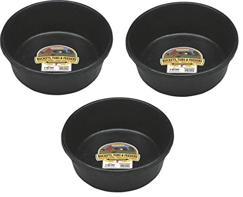 3 Pack  Miller Manufacturing HP 2 4 Quart Rubber Feed Pans
