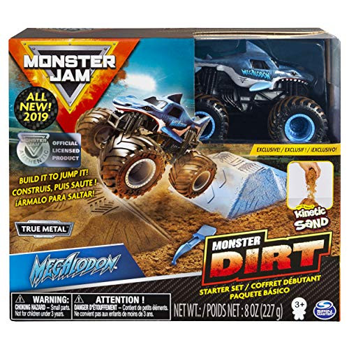 Monster Jam Megalodon Monster Dirt Starter Set, Featuring 8 Ounces of Monster Dirt & Monster Truck
