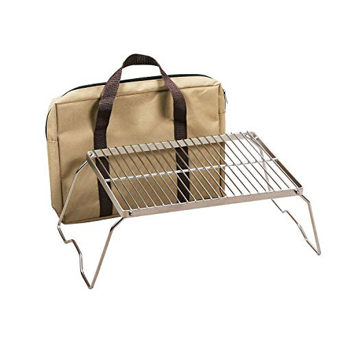 REDCAMP Folding Campfire Grill 304 Stainless Steel Grate Heavy Duty Portable Camping Grill with Legs Carrying Bag Medium