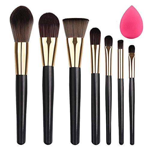 BEAKEY Makeup Brushes with Makeup Sponge 7 1 Pcs Professional Makeup Brush Set Premium Synthetic Foundation Powder Concealers Kabuki Eyeshadow Concealer Highlighter Blending Brush Kit BEAKEY Makeup Brushes with Makeup Sponge 7 1 Pcs Professional Makeup Brush Set Premium Synthetic Foundation Powder Concealers Kabuki Eyeshadow Concealer Highlighter Blending Brush Kit