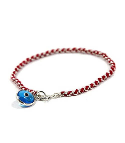 Protection Evil Eye Bracelet   Lucky Blue Evil Eye Charm   7 Inch Women s Sterling Silver Jewelry   Best Kabbalah Red String Bracelets for Women