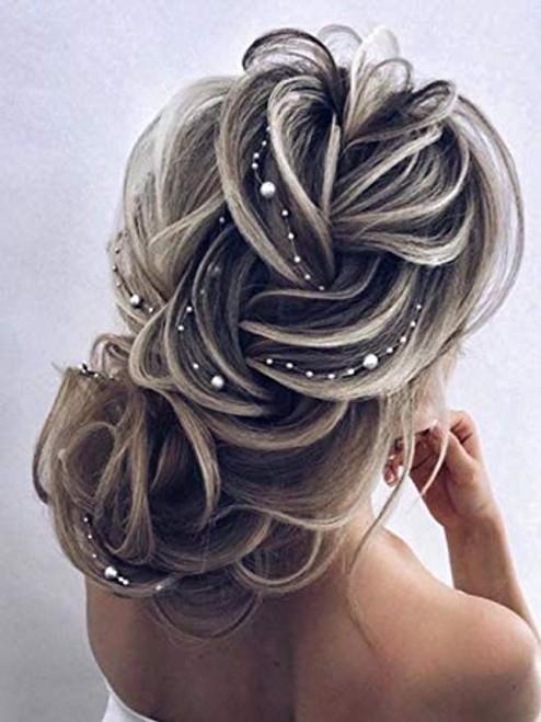 Catery Bride Wedding Headband Pearl Long Hair Vine Braid Headpieces Bridal Hair Accessories for Women Rose Gold Catery Bride Wedding Headband Pearl Long Hair Vine Braid Headpieces Bridal Hair Accessories for Women Rose Gold