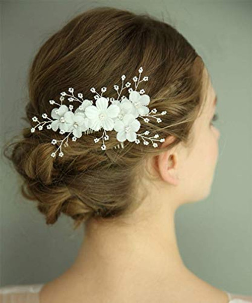 FXmimior Bridal Wedding Flower Headpiece Hair Comb Vintage Hair Comb Crystals Rhinestone Hair Comb Diadem Prom Hair Pins Wedding Party Evening Hair Accessory for Women and Bride  gold
