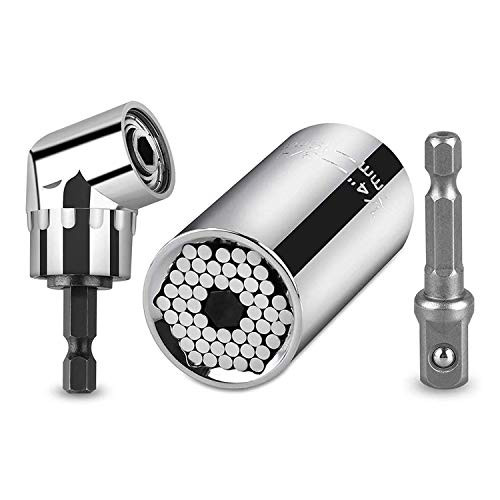 Universal Socket Wrench  7 19mm Multi Function GripRatchet Tool Set3Pcs 1 4  3 4  Metric Socket Wrench Set With Chrome Vanadium SteelSelf adjusting Socket for Wrench Ratchet Power Drill Adapter