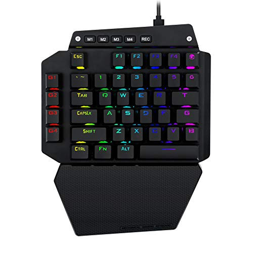 K 700 One Handed Mechanical Gaming Keyboard with RGB Led Backlit Brown Switches Macro Keys Detachable Palm Rest USB C Cable 44 Key for LOL Wow Dota 2   PUBG CF