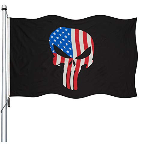 Gmeitoey 3x5 Punisher Skull American USA Flag  Demon Skull Military Flags Banner 3x5 Outdoor 100  Durable Polyester with 2 Grommets