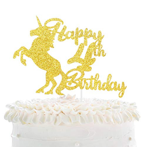 Happy 4th Birthday Cake Topper   Disney Unicorn Theme Gold Glitter Decor   Novelty Kids Fourth Birthday Party Decoration   Baby Shower Four Years Old Unicorn Cake Derocation