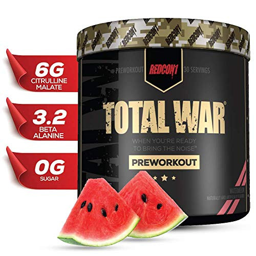 Redcon1 Total War   Pre Workout 30 Servings Boost Energy Increase Endurance and Focus Beta Alanine Caffeine  Watermelon