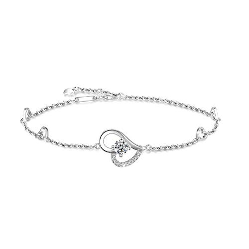 Heart Ankle Bracelet For Women 925 Sterling Silver Charm Adjustable Anklet Large Bracelet Anklet Large Bracelet Heart Ankle Bracelet For Women 925 Sterling Silver Charm Adjustable Anklet Large Bracelet Anklet Large Bracelet