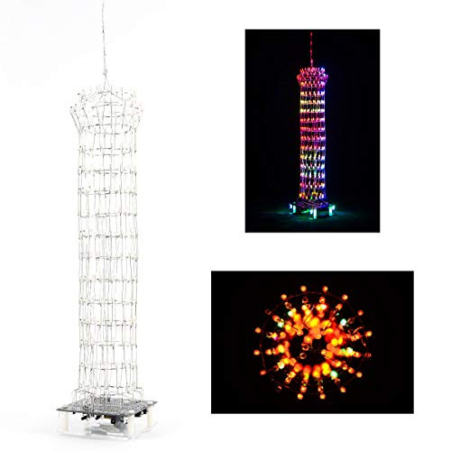 DDIY Macau Tower Electronic DIY Soldering Practice Project Kit SCM Optical Cube Cylinder with Spectrum Function DDIY Macau Tower Electronic DIY Soldering Practice Project Kit SCM Optical Cube Cylinder with Spectrum Function