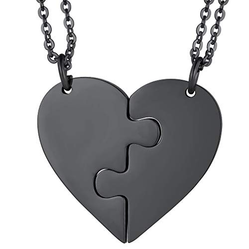 FaithHeart Customize BFF Puzzle Stitching Necklace 2 Pcs Stainless Steel Personalized Name Heart Pendants Family Love Jewelry Couple Necklaces with Brand Packaging Black FaithHeart Customize BFF Puzzle Stitching Necklace 2 Pcs Stainless Steel Personalized Name Heart Pendants Family Love Jewelry Couple Necklaces with Brand Packaging Black