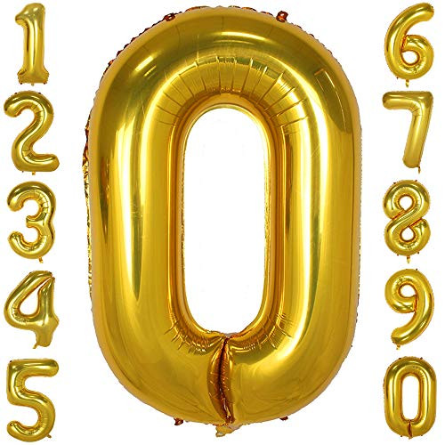 40 Inch Large Number Balloons Gold Mylar Foil Big Number 0 Giant Balloon Birthday Party Decoration