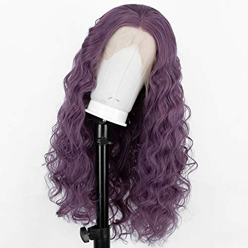 Fashion Long Purple Lace Front Wig Glueless Curly Wavy Synthetic Wigs for Women with Middle Part  22 Inches Fashion Long Purple Lace Front Wig Glueless Curly Wavy Synthetic Wigs for Women with Middle Part  22 Inches