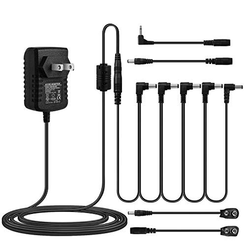 MIMIDI Pedal Power Supply Adapter 9V DC 1A 1000mA  5 Way Daisy Chain Cables for Effect Pedal  5 Way Output  
