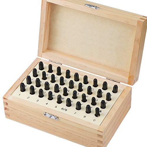 OCR 3mm 1 8 Inch Alphabet Letter and Number Stamp Set 36PCS Steel Metal Stamp Punch Set in Wooden Case