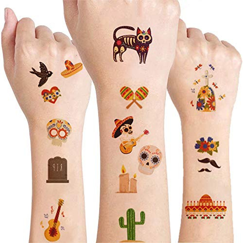 Temporary Tattoos for Kids Fake Face Kids Tattoos Stickers   Day of the Dead Tattoos