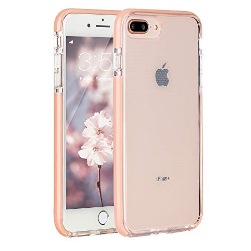 Sunluma Compatible iPhone 7 Plus Case, iPhone 8 Plus Case, Clear Transparent Back Silicone Soft Rubber Bumper Shockproof Anti-Scratch Protection Cover for Apple iPhone 7 Plus/iPhone 8 Plus (Pink)