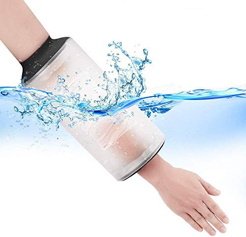 Adult Waterproof PICC Line Cast Cover for Shower Bath Reusable Arm Elbow Wound Cover Sleeve Bag for Chemotherapy Watertight IV Line Bandage Dressing Protection  Black