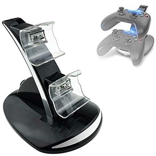 EMAKS for Xbox One Xbox One S Charging Dock with LED Light Xbox One Controller Charger Charging Docking Station Stand with USB Charging Cable for Xbox One S Controller