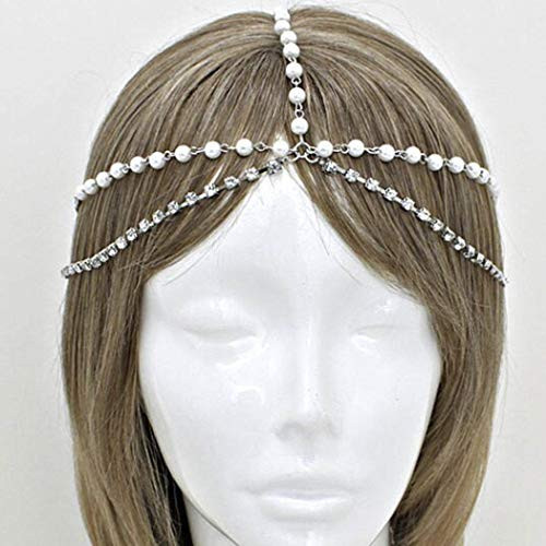Catery Headbands Jewelry Crystal Pearl Hair Chain Boho Wedding Headpiece Head Chain Spring Summer Christmas Head Chains Vintage Hair Accessories Jewelry for Women and Girls Silver Catery Headbands Jewelry Crystal Pearl Hair Chain Boho Wedding Headpiece Head Chain Spring Summer Christmas Head Chains Vintage Hair Accessories Jewelry for Women and Girls Silver