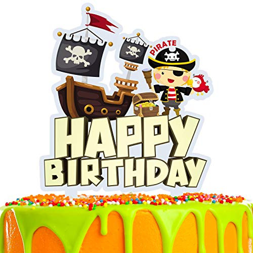 Pirate Cake Topper Happy Birthday Pirate Ship Theme Acrylic Decor Picks for Baby Shower Birthday Party Decorations Supplies Pirate Cake Topper Happy Birthday Pirate Ship Theme Acrylic Decor Picks for Baby Shower Birthday Party Decorations Supplies