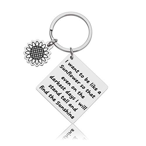 Sunflower Charm Keychain Inspirational Gift Floral Key Chain Spiritual Gifts for Women I Want to be Like a Sunflower So That Even on The Darkest Days I Will Stand Tall and Find The Sunshine Sunflower Charm Keychain Inspirational Gift Floral Key Chain Spiritual Gifts for Women I Want to be Like a Sunflower So That Even on The Darkest Days I Will Stand Tall and Find The Sunshine