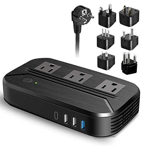 Voltage Converter 2300W International Power Converter Step Down 220v 240v to 110v 120v Travel Adapter Transformer w  4 USB 3 AC Outlets 7 Worldwide Plug Adapters EU US AU IT UK India South Africa