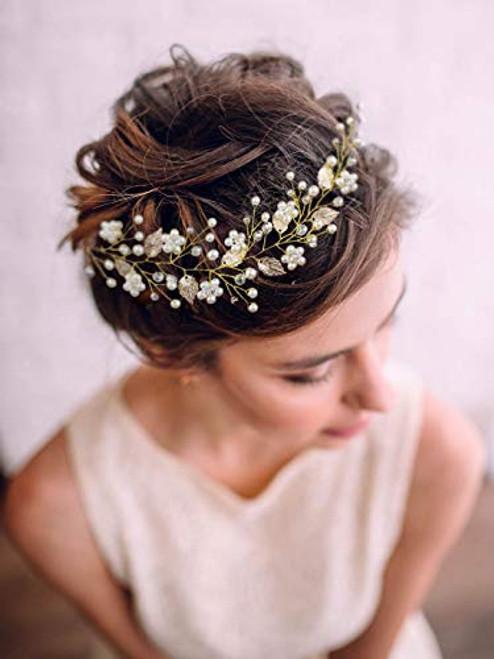 Yean Bride Wedding Headband Gold Leaf Crystal Flower Bridal Hair Accessories Decorative Headpiece for Women and Girls Yean Bride Wedding Headband Gold Leaf Crystal Flower Bridal Hair Accessories Decorative Headpiece for Women and Girls