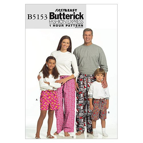 BUTTERICK PATTERNS B5153ADT Misses'/ Men's/Children's/Boys'/ Girls' Shorts and Pants, Size ADT (SML-MED-LRG-XLG) BUTTERICK PATTERNS B5153ADT Misses'/ Men's/Children's/Boys'/ Girls' Shorts and Pants, Size ADT (SML-MED-LRG-XLG)