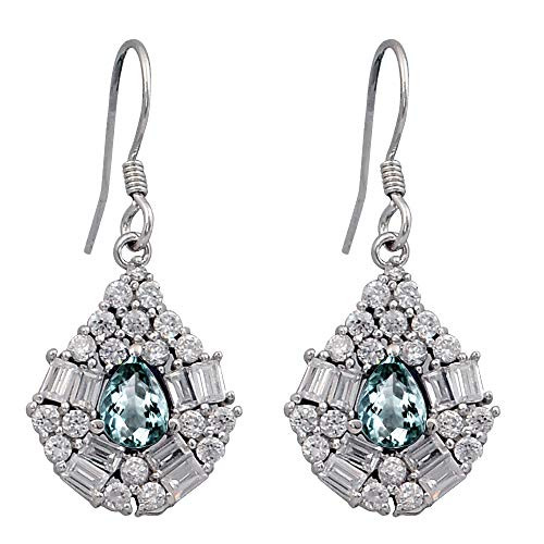 474 Ctw Pear Blue Aquamarine 925 Sterling Silver Dangle Earring For Women By Orchid Jewelry 474 Ctw Pear Blue Aquamarine 925 Sterling Silver Dangle Earring For Women By Orchid Jewelry