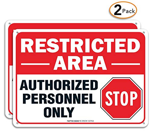 2 Pack  Restricted Area Sign Authorized Personnel Only Do Not Enter Sign 10 x 7 Inches 40 Rust Free Aluminum UV Protected Weather Resistant Waterproof Durable Ink?Easy to Mount