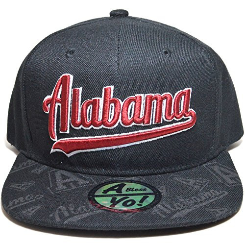 A Bless Yo  Alabama Embroidered Flat Visor Snapback Bill Cap Baseball Golf Fashion Hat AYO3070  Black Signature