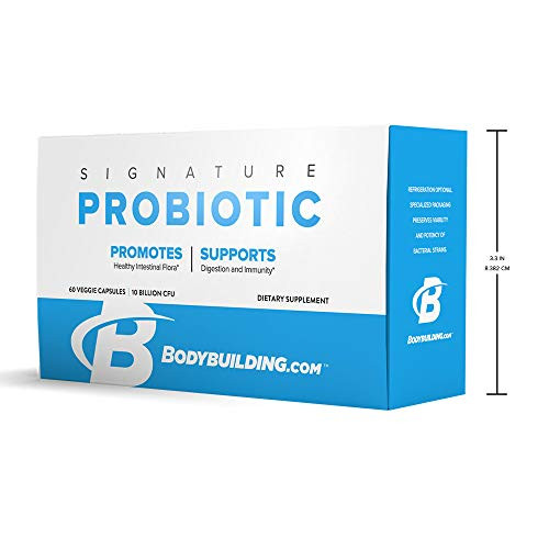 Bodybuilding Signature Probiotic Capsules   10 Billion CFU Shelf Stable   Health Supplement Promotes Intestinal Flora   LACTOBACILLUS ACIDOPHILUS LA 14   60 Count