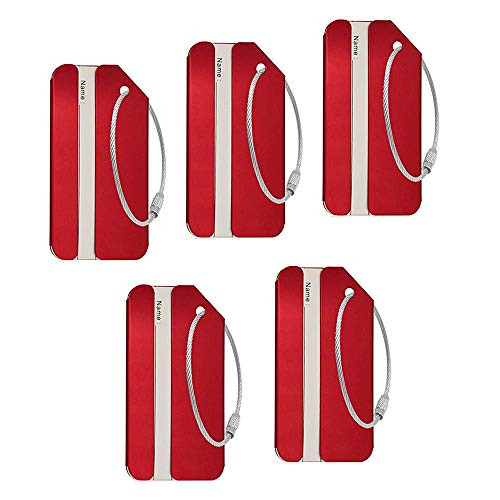 Aluminum Luggage Tags Luggage Tag Travel Tags for Luggage ID Bag Baggage Suitcase Tag  Red 5PCS