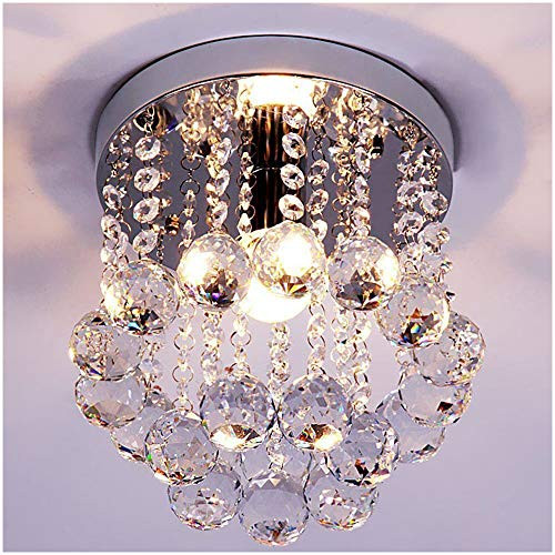 ZEEFO Crystal Chandeliers Light Mini Style Modern Decor Flush Mount Fixture with Crystal Ceiling Lamp for Hallway Bar Kitchen Dining Room Kids Room  8 inch